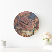 錆びた金属サイディング旧産業建物 ラージ壁時計 (ホーム)