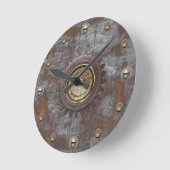 錆びた金属スチームパンクヴィンテージ旧 ラウンド壁時計 (傾斜)