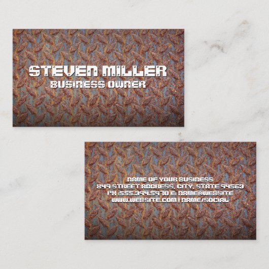 錆びた金属パターンの背景 名刺 (正面/裏面)