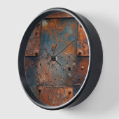 錆びた金属パネル 壁時計 (傾斜)