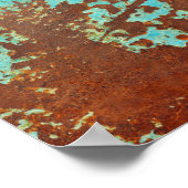 錆びた金属プレート青グランジ板錆 ポスター (角)