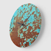 錆びた金属プレート青グランジ板錆 ラージ壁時計 (傾斜)