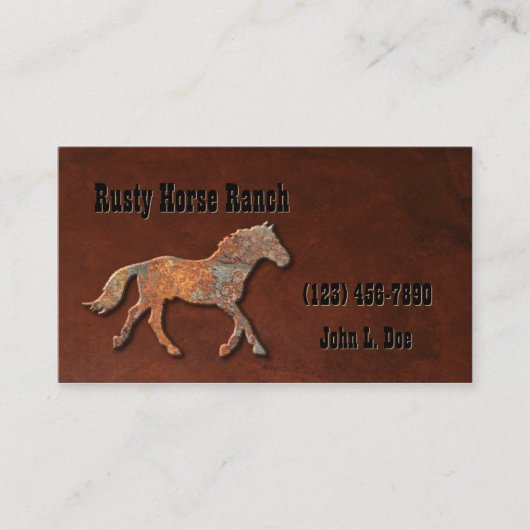 錆びた金属製の馬と革 名刺 (正面)