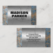 錆びた金属 |古いメタリックの背景を傷つける 名刺 (正面/裏面)