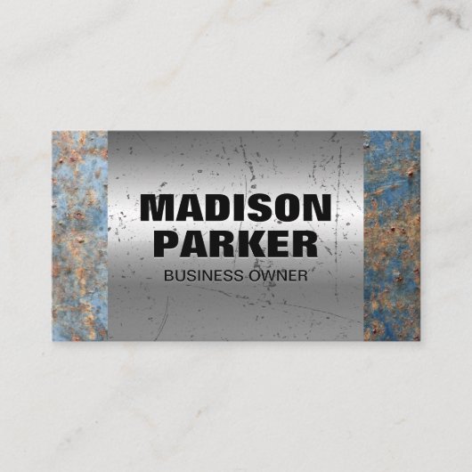 錆びた金属 |古いメタリックの背景を傷つける 名刺 (正面)