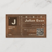 錆びた鉄はっきりしたタイポグラフィモノグラムQRコード 名刺 (正面)
