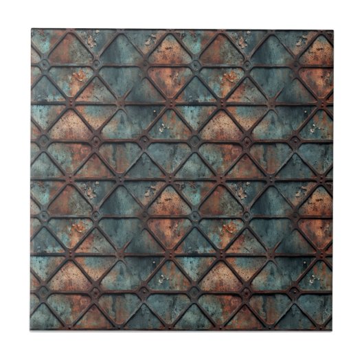 錆びた鉄金属 タイル (正面)