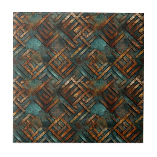 錆びた鉄金属 タイル (正面)