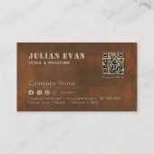 錆びた鉄鋼製ハンマーレンチのアイコンの手すり 名刺 (裏面)