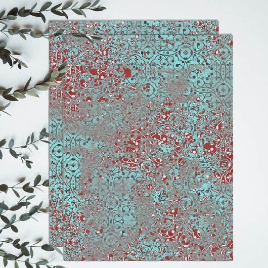 錆びた銅パティナセメント質感ダマスク 薄葉紙