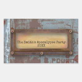 錆びた銘板 | Steampunkグランジ Halloween 長方形シール