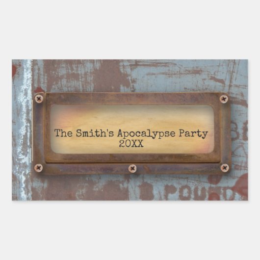 錆びた銘板 | Steampunkグランジ Halloween 長方形シール (正面)