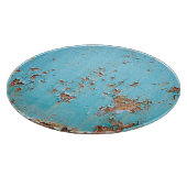 錆びた青い金属：テクスチャ付きの壁。 カッティングボード (角)