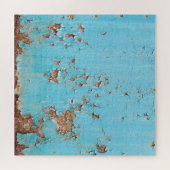 錆びた青い金属：テクスチャ付きの壁。 ジグソーパズル (横)