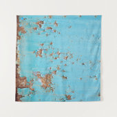 錆びた青い金属：テクスチャ付きの壁。 タペストリー (正面(横))