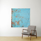 錆びた青い金属：テクスチャ付きの壁。 タペストリー (インサイチュ(横))