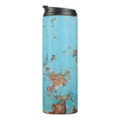 錆びた青い金属：テクスチャ付きの壁。 タンブラー (回転右)