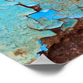 錆びた青い金属：テクスチャ付きの壁。 ポスター (角)