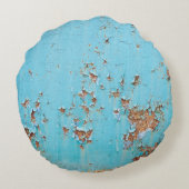 錆びた青い金属:テクスチャ付きの壁。 ラウンドクッション (裏面)