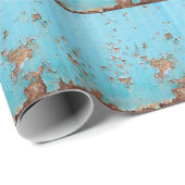 錆びた青い金属：テクスチャ付きの壁。 ラッピングペーパー (ロールコーナー)