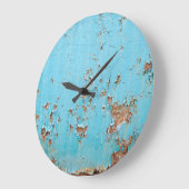 錆びた青い金属：テクスチャ付きの壁。 ラージ壁時計 (傾斜)