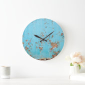 錆びた青い金属：テクスチャ付きの壁。 ラージ壁時計 (ホーム)