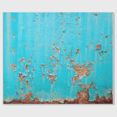 錆びた青絵を描い金属壁。詳細な写真のテキスト ラッピングペーパー (フラット)