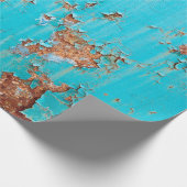 錆びた青絵を描い金属壁。詳細な写真のテキスト ラッピングペーパー (角)