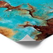 錆びた青色彩の鮮やかい金属の壁。詳細な写真のテキスト ポスター (角)