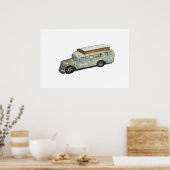 錆びたＲＶバスコンバージョンの水彩画 ポスター (キッチン)