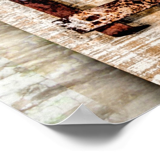 錆びとセピアの素朴でシックなラブポスター ポスター (角)