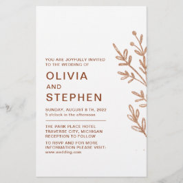 錆びと白。シンプル葉。モダン結婚のInv チラシ