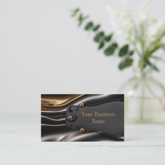 錆びエレガントた金ゴールド黒シルクメタルの外観 名刺 (スタンド正面)