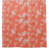 錆びオレンジと灰色の花柄シャワーカーテン シャワーカーテン (正面)