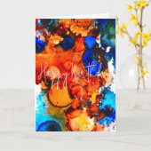 錆びオレンジ抽象芸術アートインク カード (黄色い花)