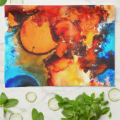 錆びオレンジ抽象芸術アートインク キッチンタオル (折り畳み)