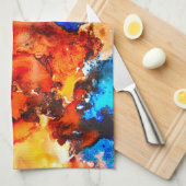 錆びオレンジ抽象芸術アートインク キッチンタオル (四つ折り)