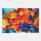 錆びオレンジ抽象芸術アートインク キッチンタオル (横)