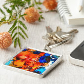 錆びオレンジ抽象芸術アートインク キーホルダー (側面)