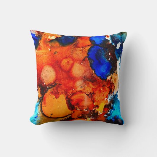 錆びオレンジ抽象芸術アートインク クッション (正面)