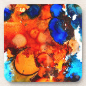 錆びオレンジ抽象芸術アートインク コースター (正面)