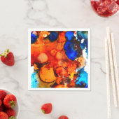 錆びオレンジ抽象芸術アートインク スタンダードカクテルナプキン (インサイチュ)