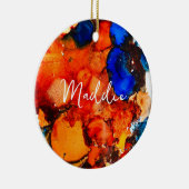 錆びオレンジ抽象芸術アートインク セラミックオーナメント (右)