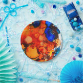 錆びオレンジ抽象芸術アートインク ペーパープレート (パーティー)