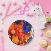 錆びオレンジ抽象芸術アートインク ペーパープレート (パーティー)