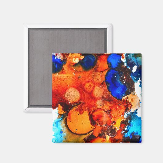 錆びオレンジ抽象芸術アートインク マグネット (正面/裏面)