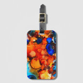 錆びオレンジ抽象芸術アートインク ラゲッジタグ (正面縦)