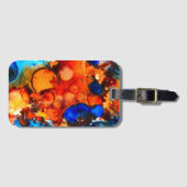 錆びオレンジ抽象芸術アートインク ラゲッジタグ (正面横)