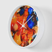錆びオレンジ抽象芸術アートインク 壁時計 (傾斜)
