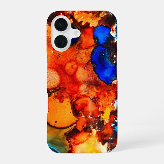 錆びオレンジ抽象芸術アートインク iPhone 16ケース (裏面)